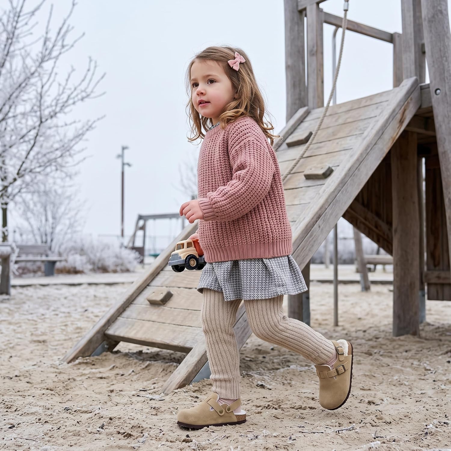 Detalle de CUSHIONAIRE Kids Clogs Genuine Suede