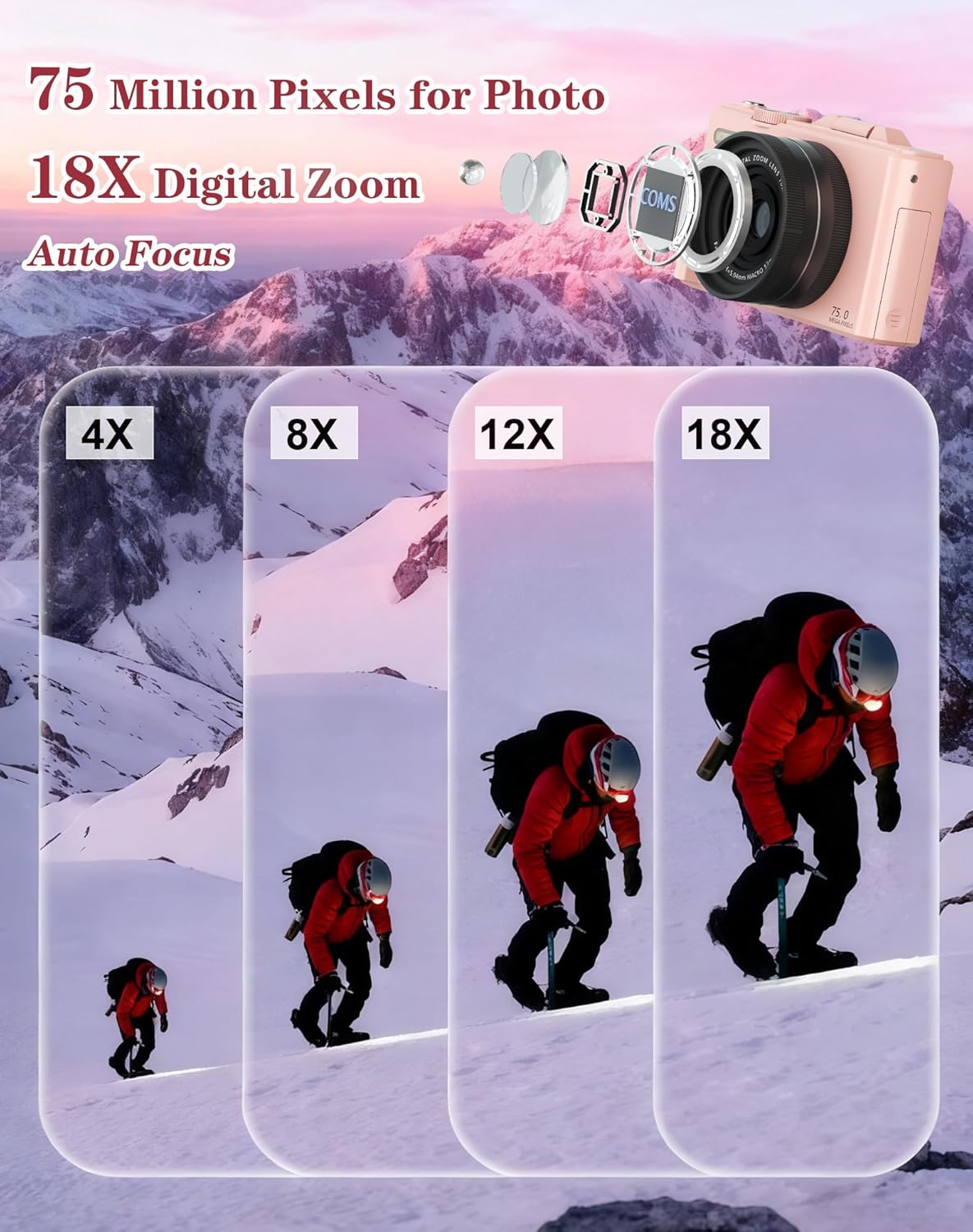 Detalle de 5K Digital Camera with 75MP Sensor and 180° Flip Screen – a beginner-friendly vlogging companion
