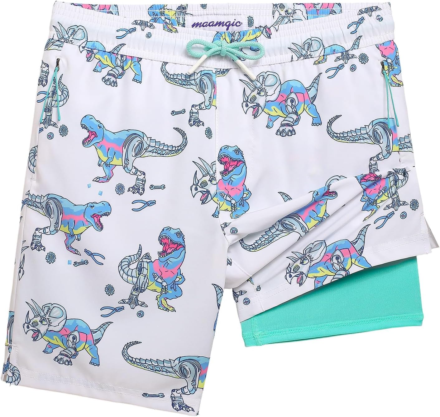 Thumbnail 5 de MaaMgic Jungen Badeshorts Kinder (2-in-1) – schnelltrocknend mit Kompressions-Innenhose, Taschen & Tunnelzug