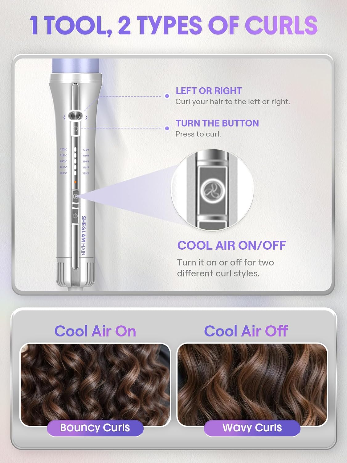 Thumbnail 6 de SHEGLAM 32mm One Touch Automatic Curling Iron with Cool Air (long-lasting waves)