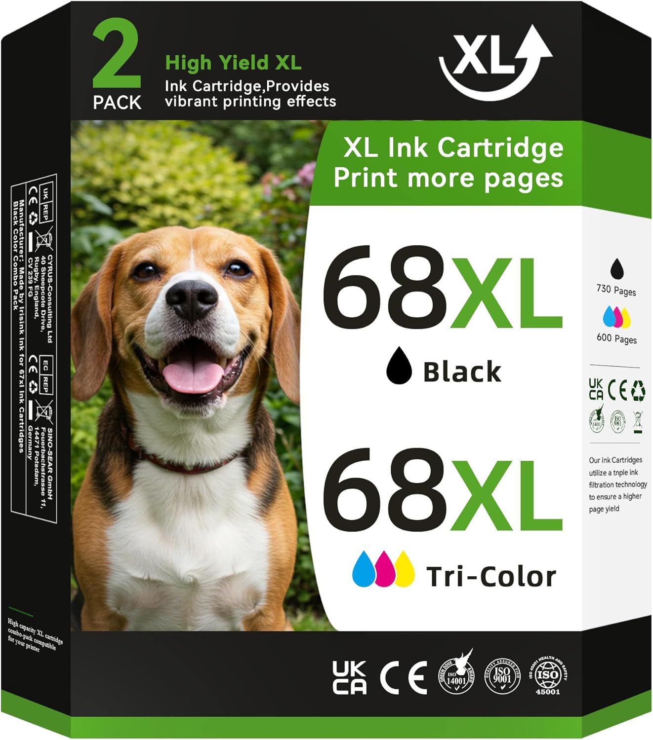 Detalle de NVN 68 Remanufactured Ink Cartridge Combo, Black and Tri-Color for Select HP Printers