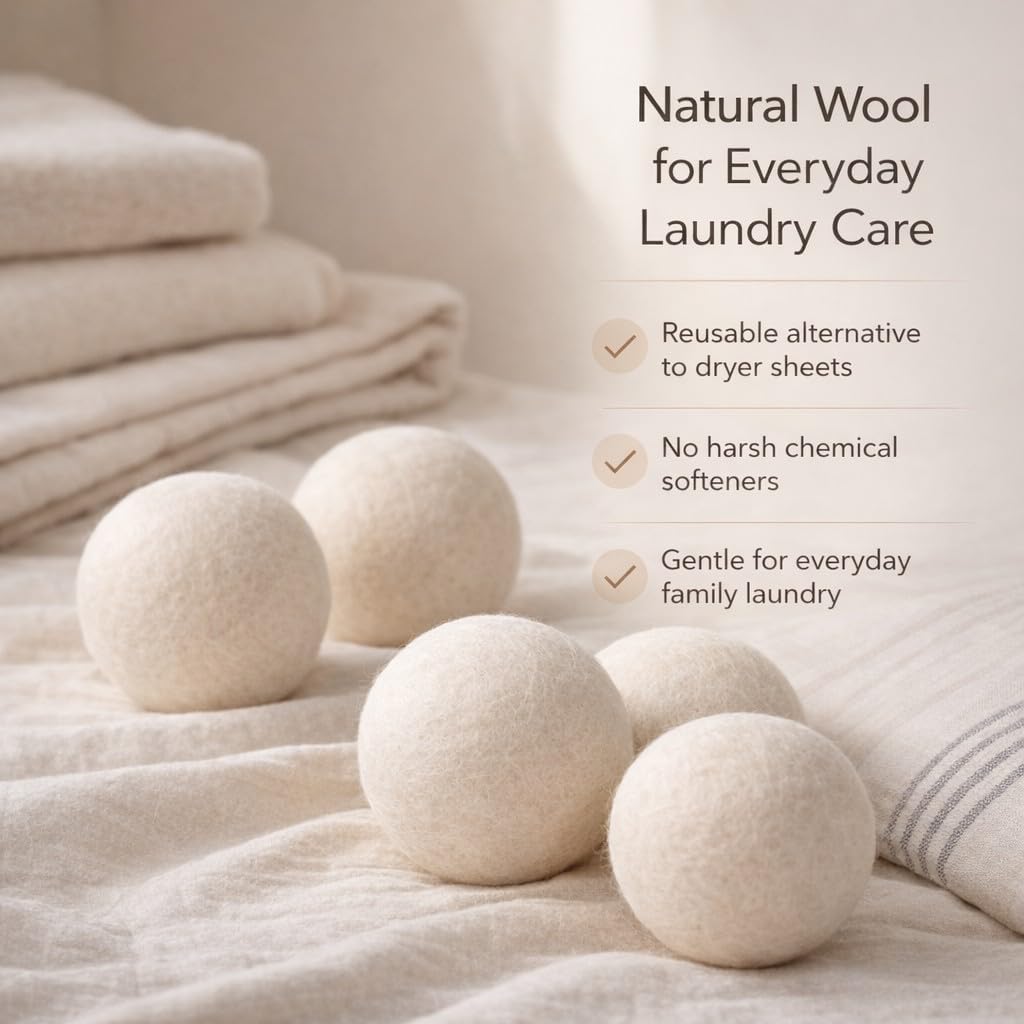 Detalle de BABL LIFE XL Wool Dryer Balls, Pack of 6, 3-Inch New Zealand Wool
