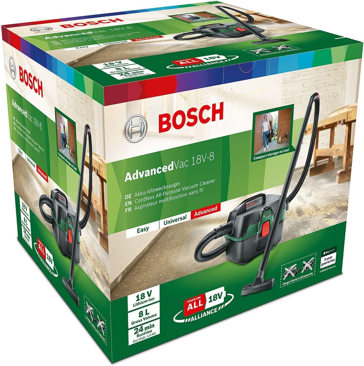 Thumbnail 6 de Bosch AdvancedVac 18V-8 sans fil eau et poussière 3 en 1 (pack d’accessoires inclus)