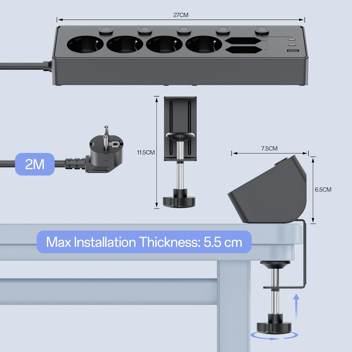 Thumbnail 6 de Ciabatta Multipresa con USB 9 in 1: 6 prese, 3 USB e protezione sovratensione