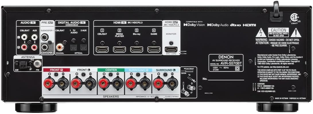 Thumbnail 6 de Denon AVR-S570BT 5.2-Channel AV Receiver with 8K HDMI Inputs, eARC, and Bluetooth Streaming