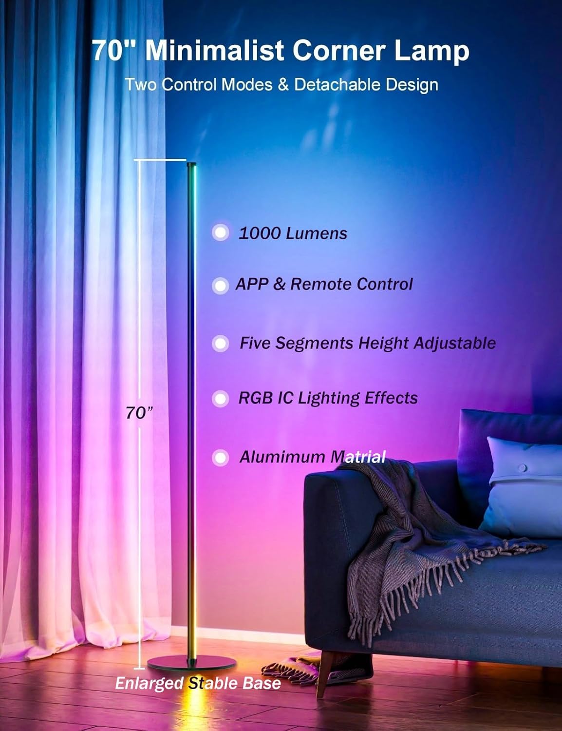 Thumbnail 1 de Meewata LED Stehlampe Wohnzimmer 180 cm RGB