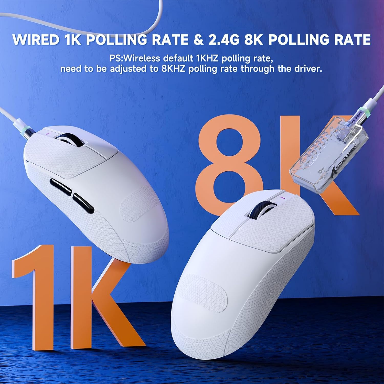 Detalle 1 de ATTACK SHARK Wireless Gaming Mouse X8 PRO