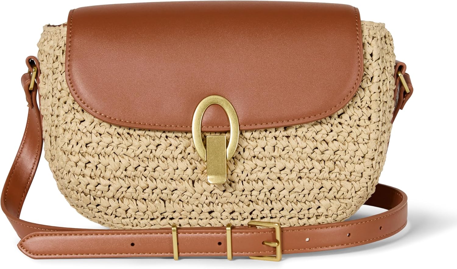Detalle de Amazon Essentials Women's Vegan Leather Crossbody Flap Bag with Adjustable Strap