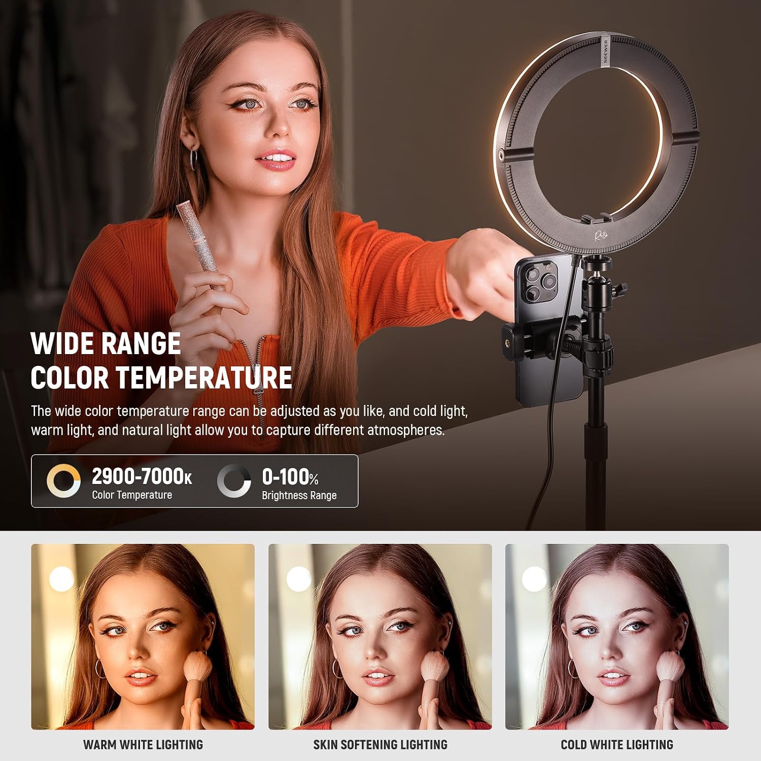 Detalle 2 de NEEWER desk ring light RH8B