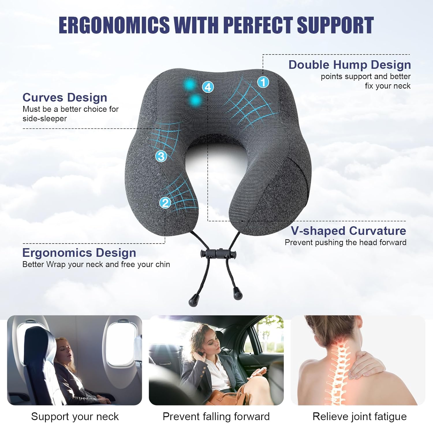 Detalle 2 de Jiancrate Travel Pillow Neck Support