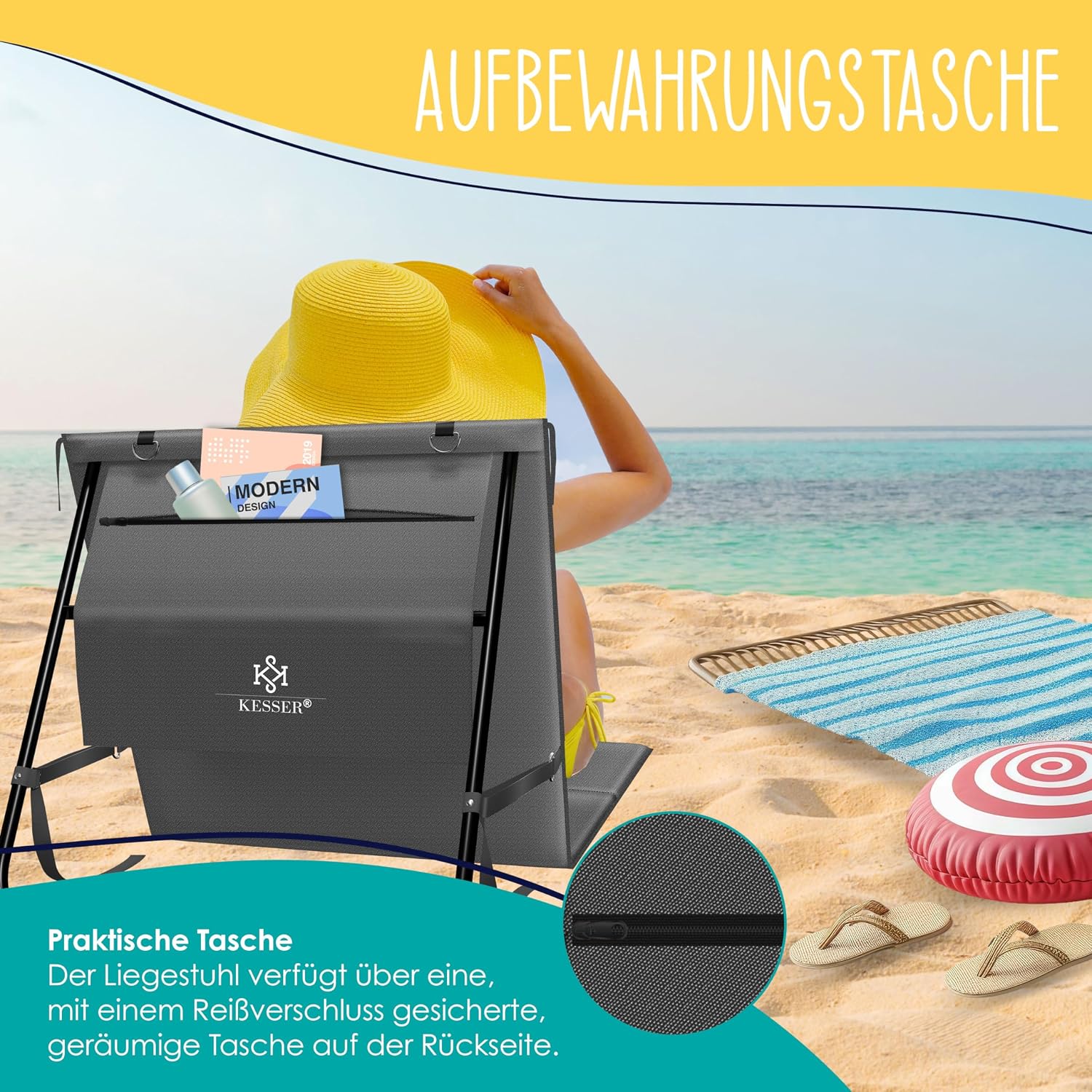 Thumbnail 5 de KESSER® 2er Set Strandmatte klappbar mit verstellbarer Rückenlehne – vielseitige Liege für Strand, Garten und Terrasse