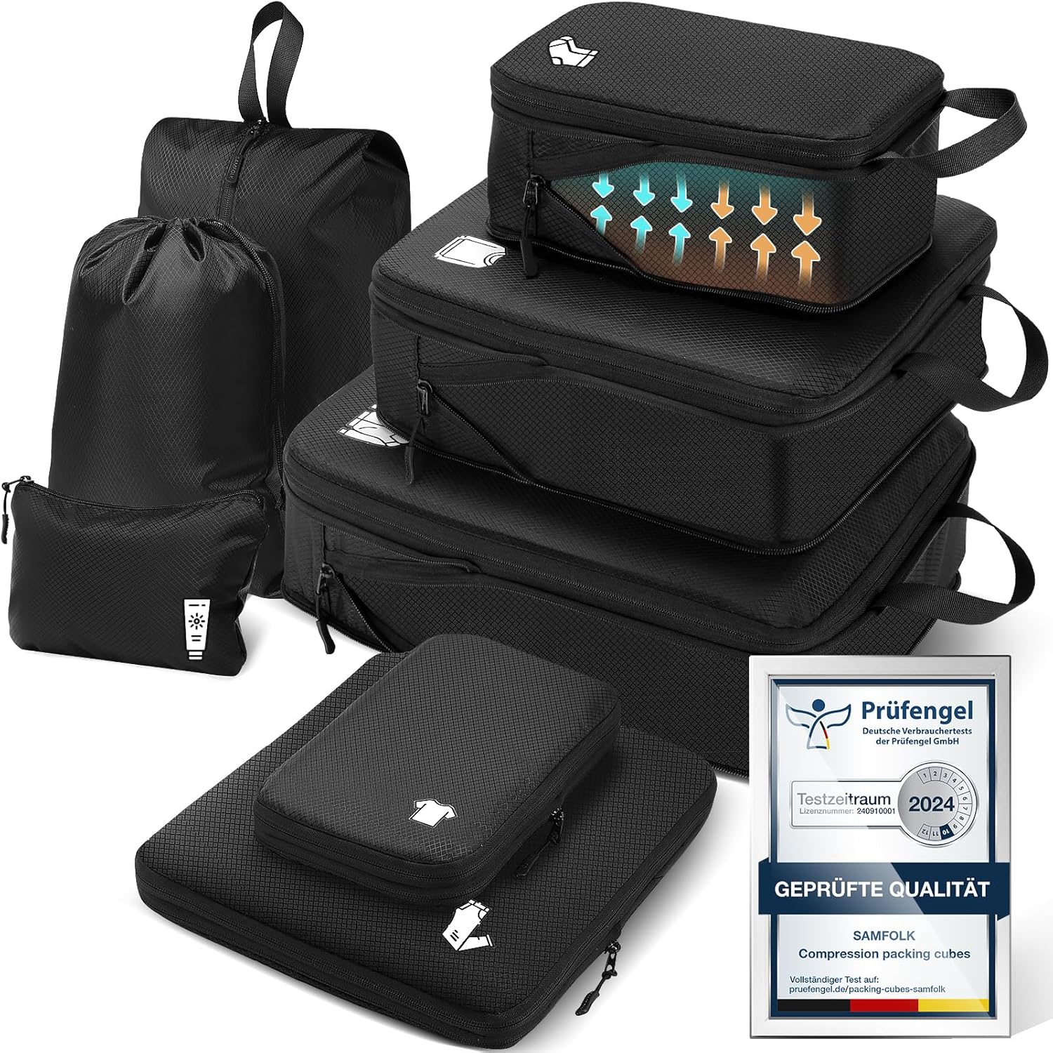 Detalle de Packing Cubes Compression 8er Koffer Organizer