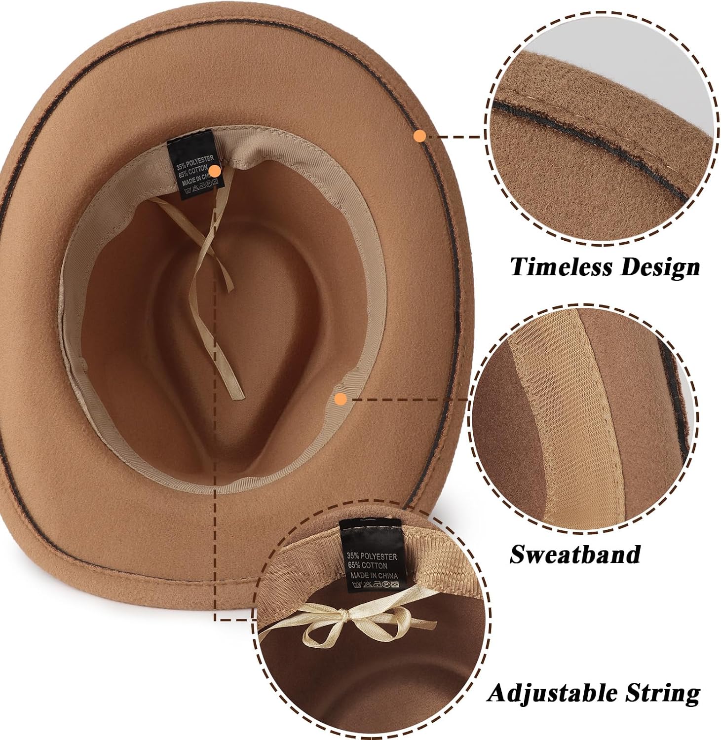 Detalle 2 de DRESHOW Cowboyhut für Kinder – Unisex Fedora Westernhut mit Schnalle und Gürtel-Dekor, 4–12 Jahre