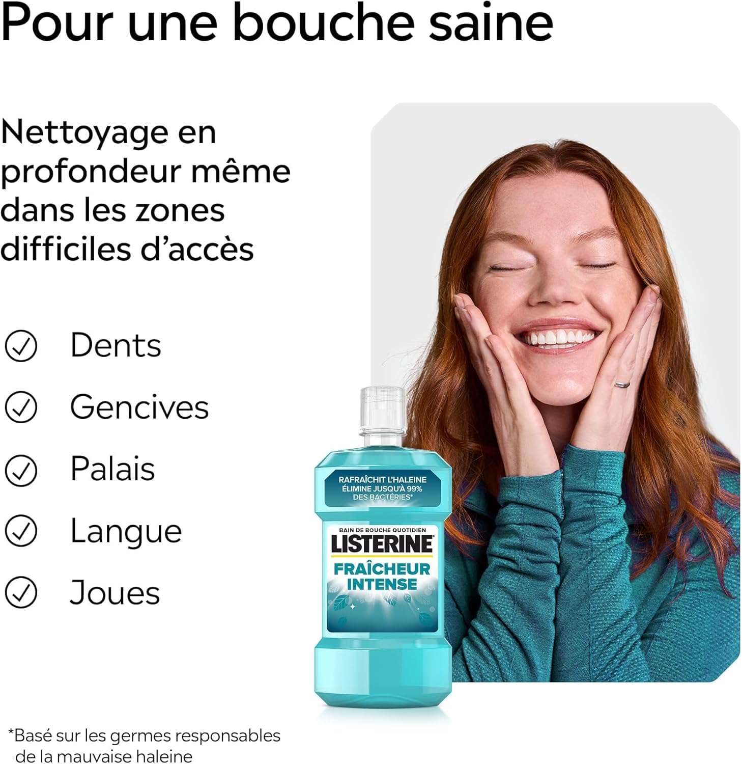 Detalle de Listerine – Bain de Bouche Quotidien Fraîcheur Intense (lot de 3 x 500 ml) – lutte contre les bactéries et haleine durable