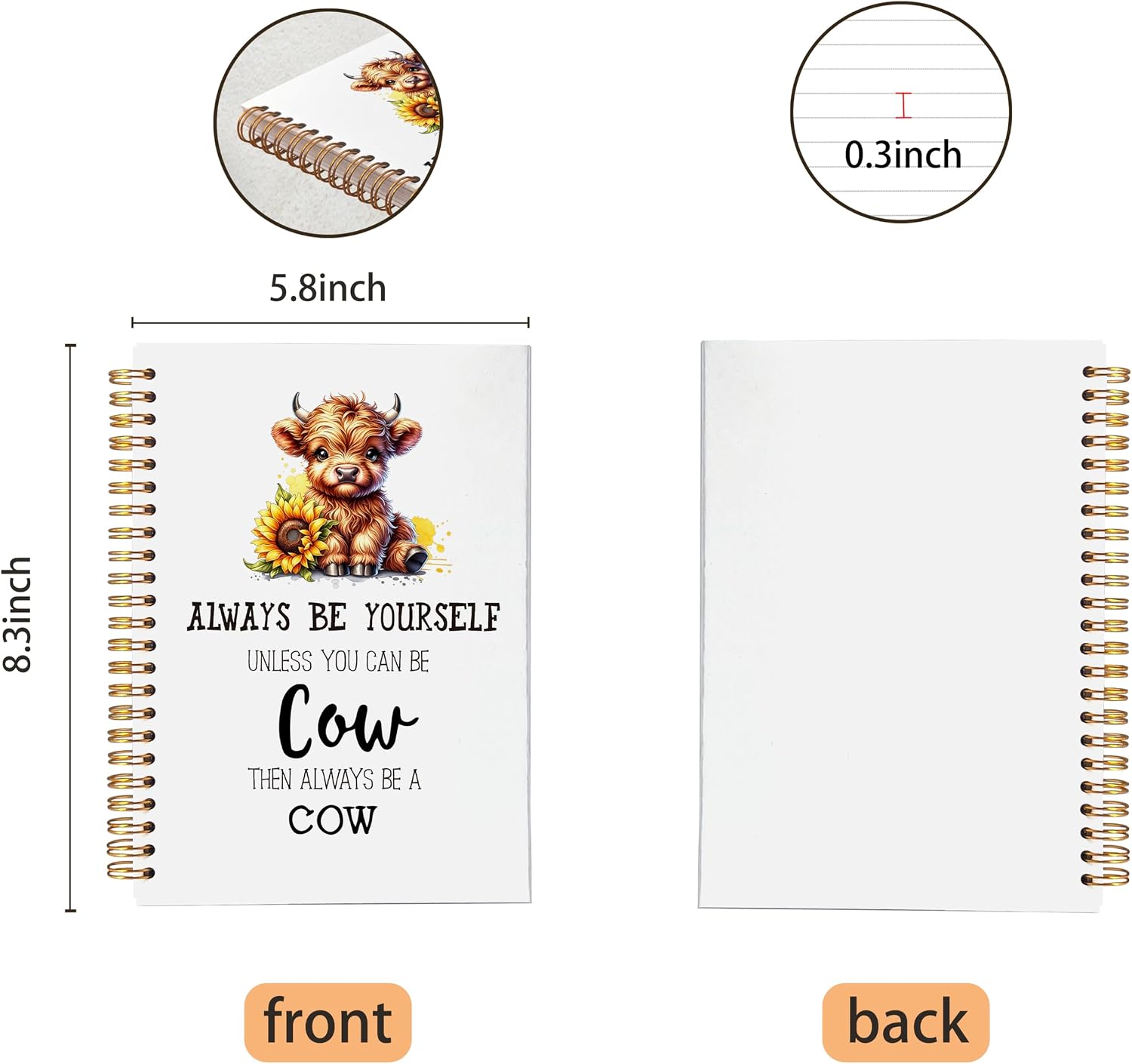 Detalle de VNWEK Spiral Notebook, 5.5 x 8.3 Inches
