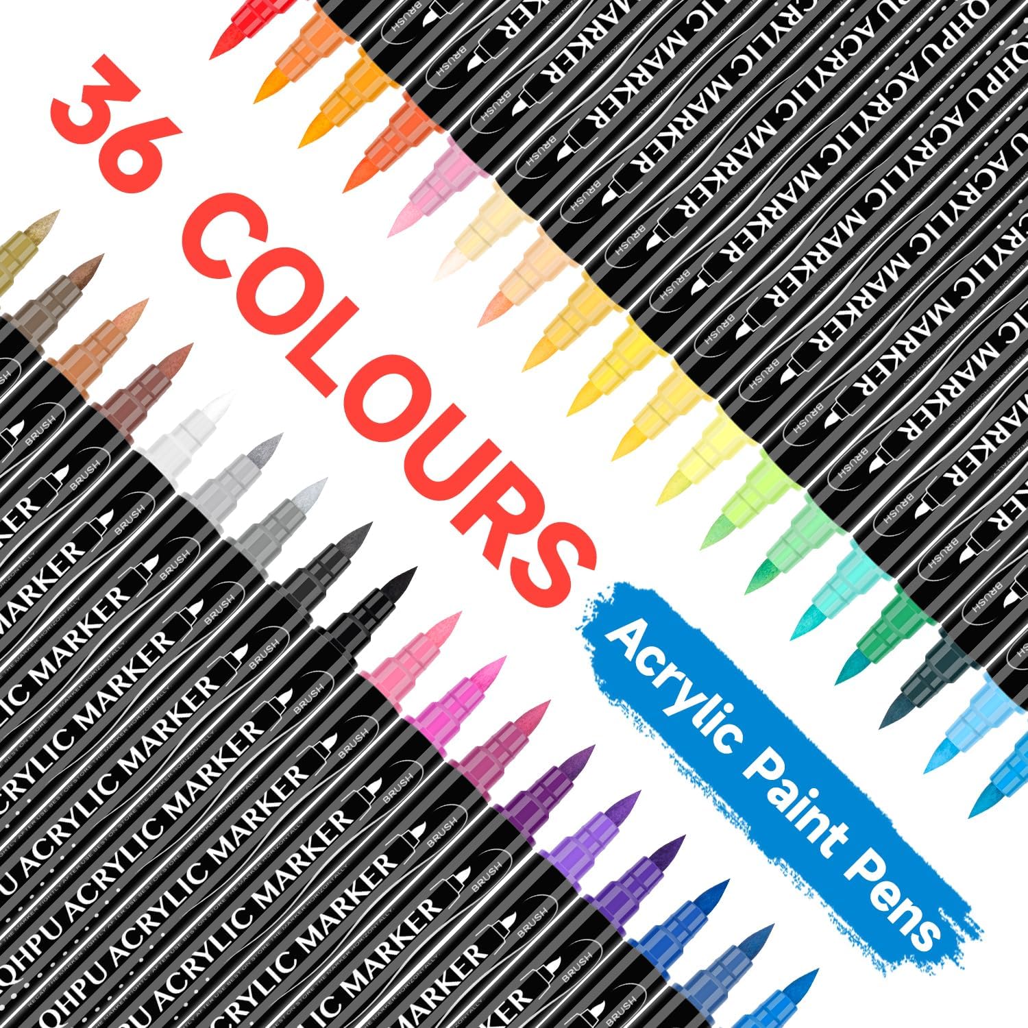 Thumbnail 1 de Maqhpu 36 Colour Dual Tip Acrylic Paint Pens for Kids and Crafters