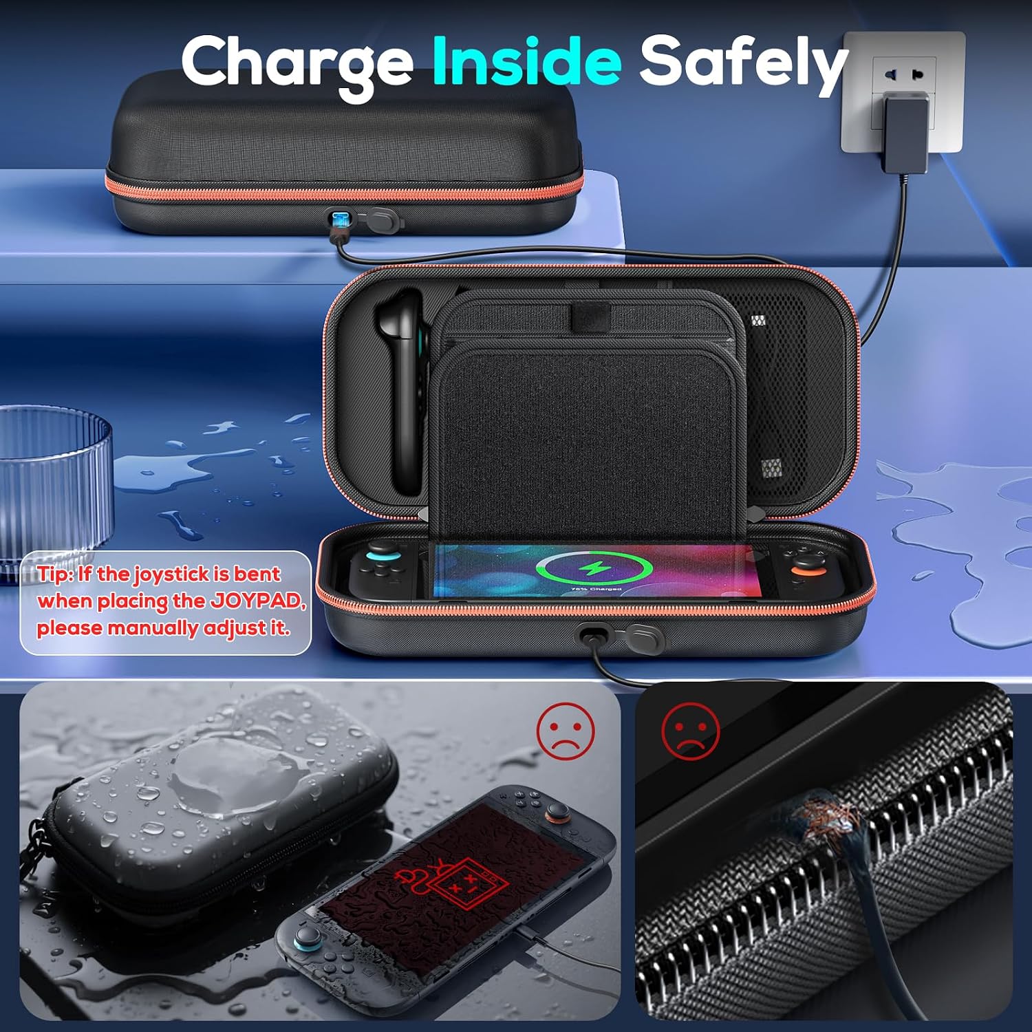 Detalle 2 de Charge Inside Carry Case for Nintendo Switch 2, 22-game storage