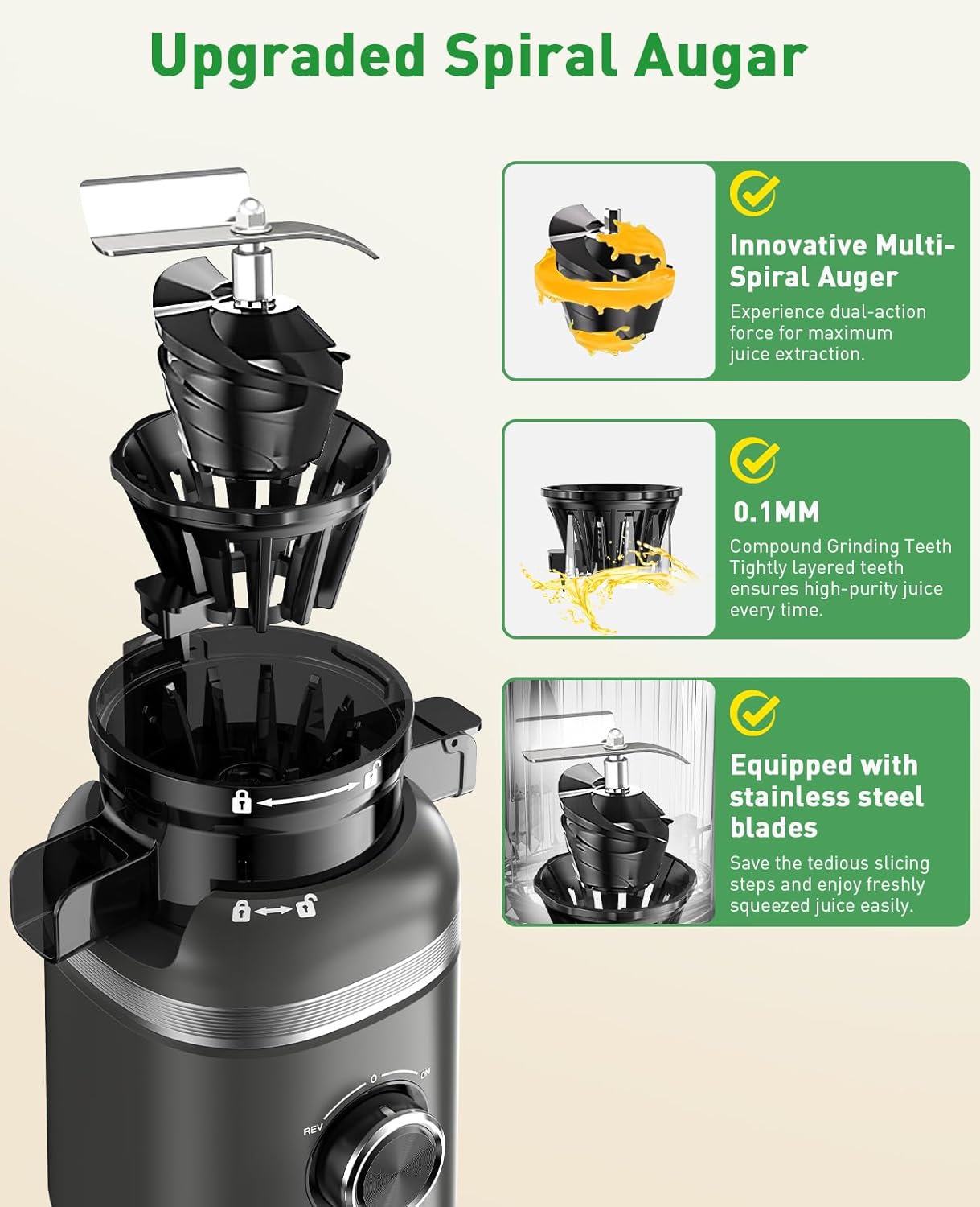 Detalle 2 de GlowWise Cold Press Juicer 4.3in 🧃