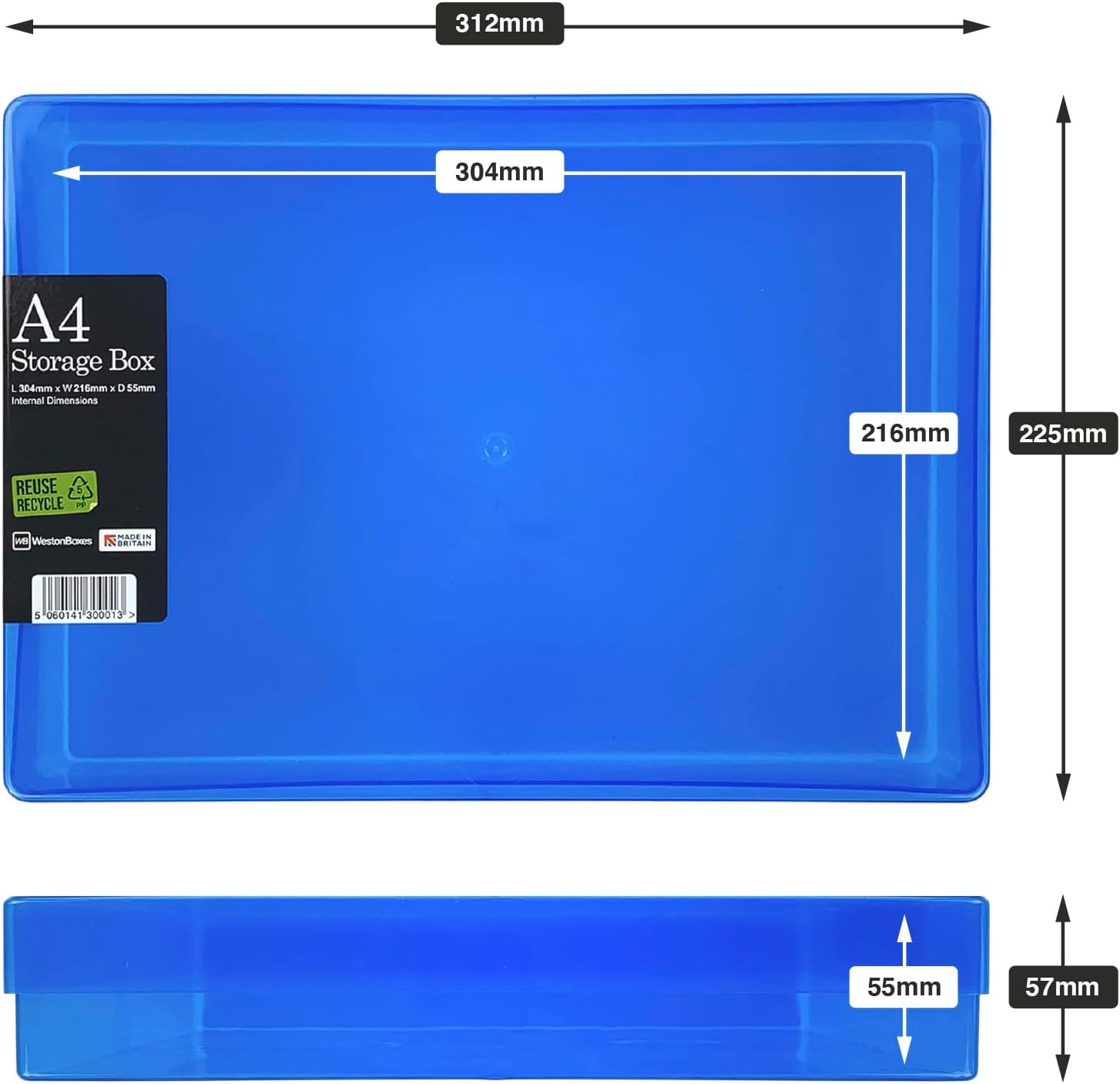 Thumbnail 3 de WestonBoxes Bastel-Aufbewahrungsboxen im A4-Format mit Deckel (Kunststoff) – 5 Stück, gemischte Farben/transparent
