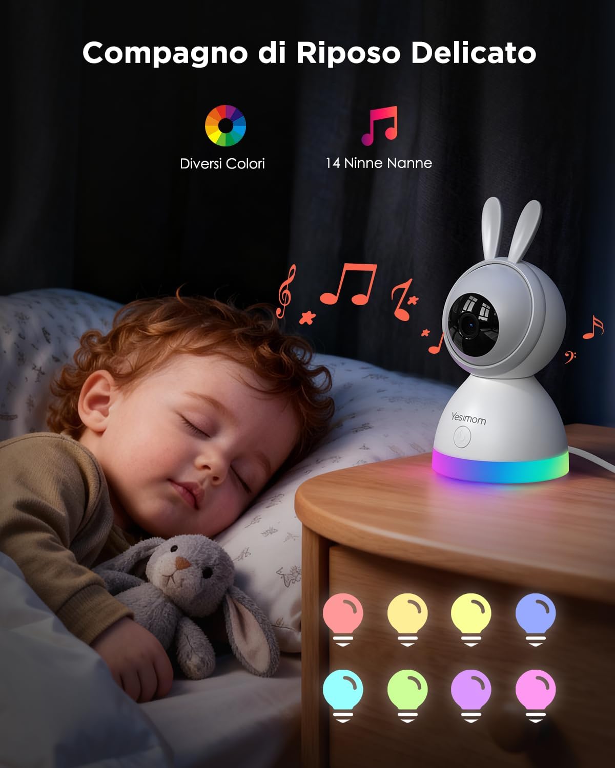 Thumbnail 2 de YESIMOM Baby Monitor versione aggiornata 2K con schermo IPS da 5" e controllo app, PTZ 360°