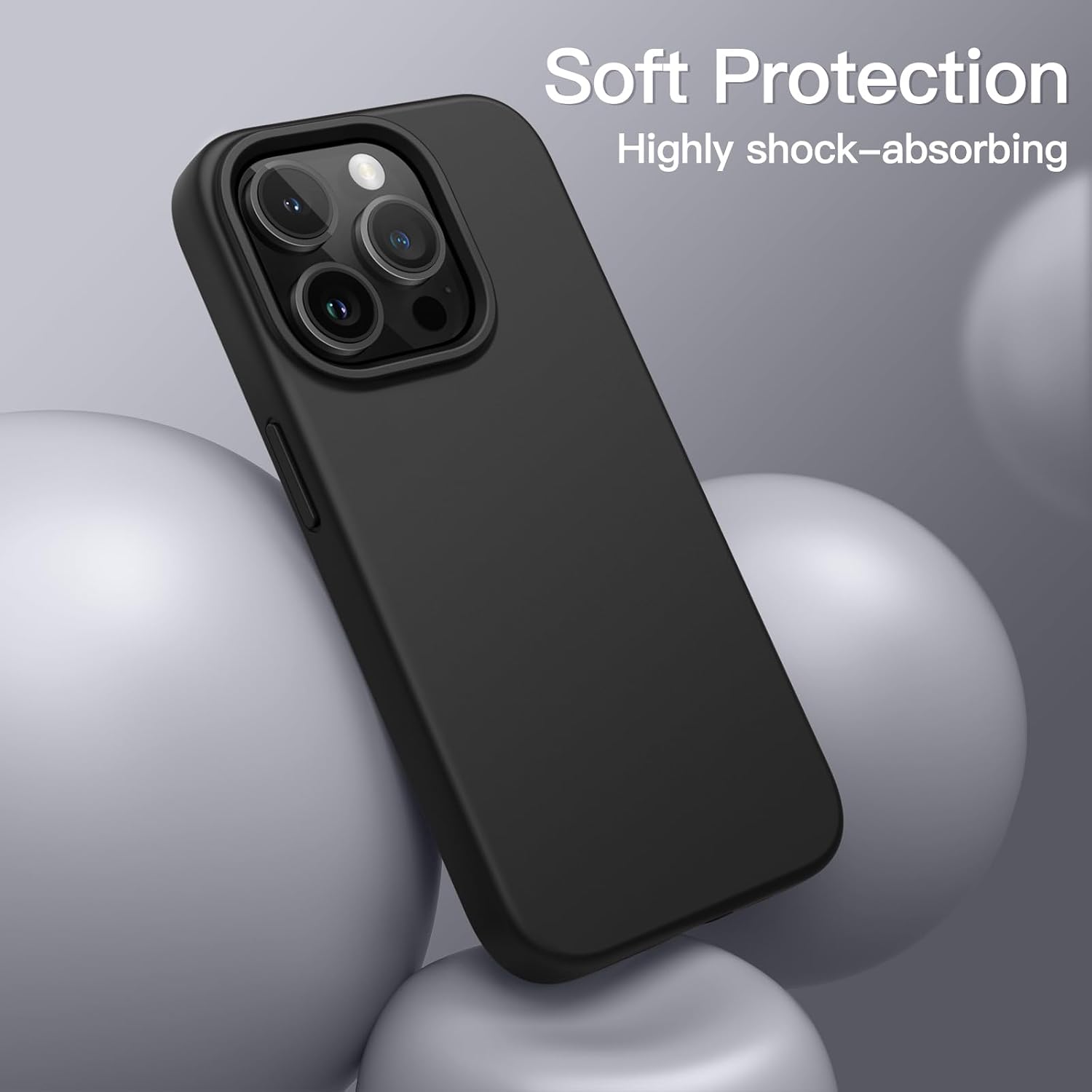 Detalle 2 de JETech siliconen beschermhoes voor iPhone 14 Pro 6,1 inch, zwart met microvezelvoering