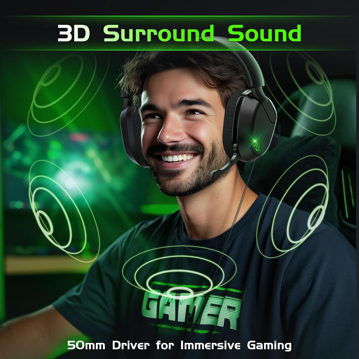 Thumbnail 5 de Gvyugke Wireless Xbox Headset with Flip-to-Mute Mic (2.4GHz, Bluetooth 5.4, wired 3.5mm) – RGB over-ear gaming headset