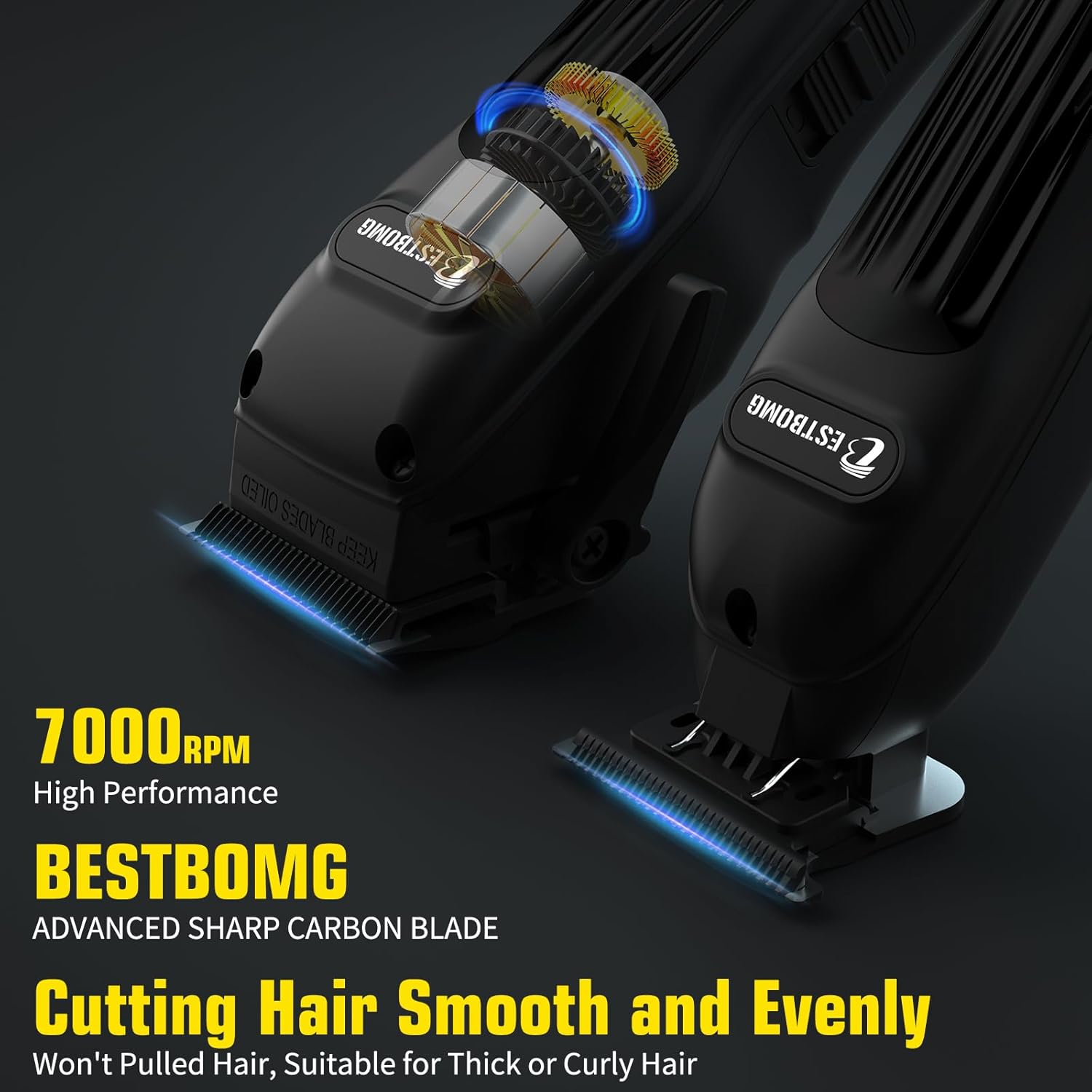 Detalle de BESTBOMG Tagliacapelli Uomo Professionale con Display LED e Pettine Limite – Set Completo