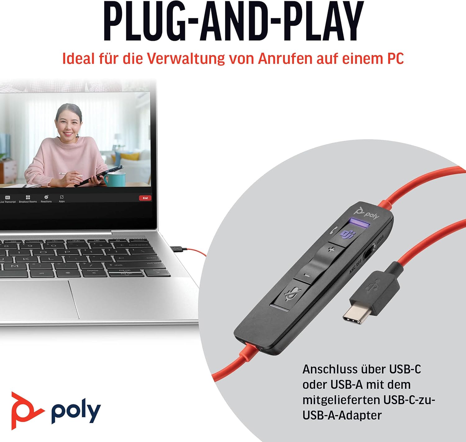 Thumbnail 5 de Blackwire C8225 Headset mit Teams, USB-C