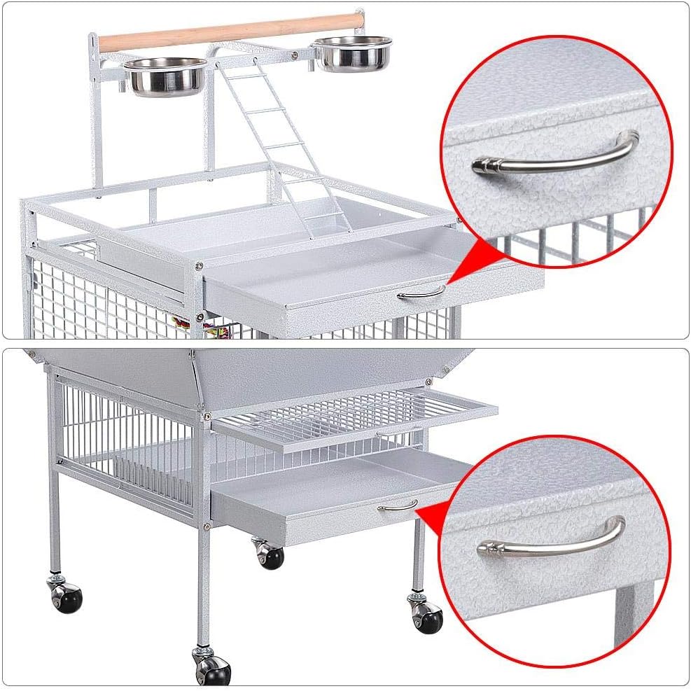 Thumbnail 3 de Yaheetech Grande cage oiseaux / perroquet d’intérieur et extérieur avec roulettes (pour cacatoès, perruches, canaris)