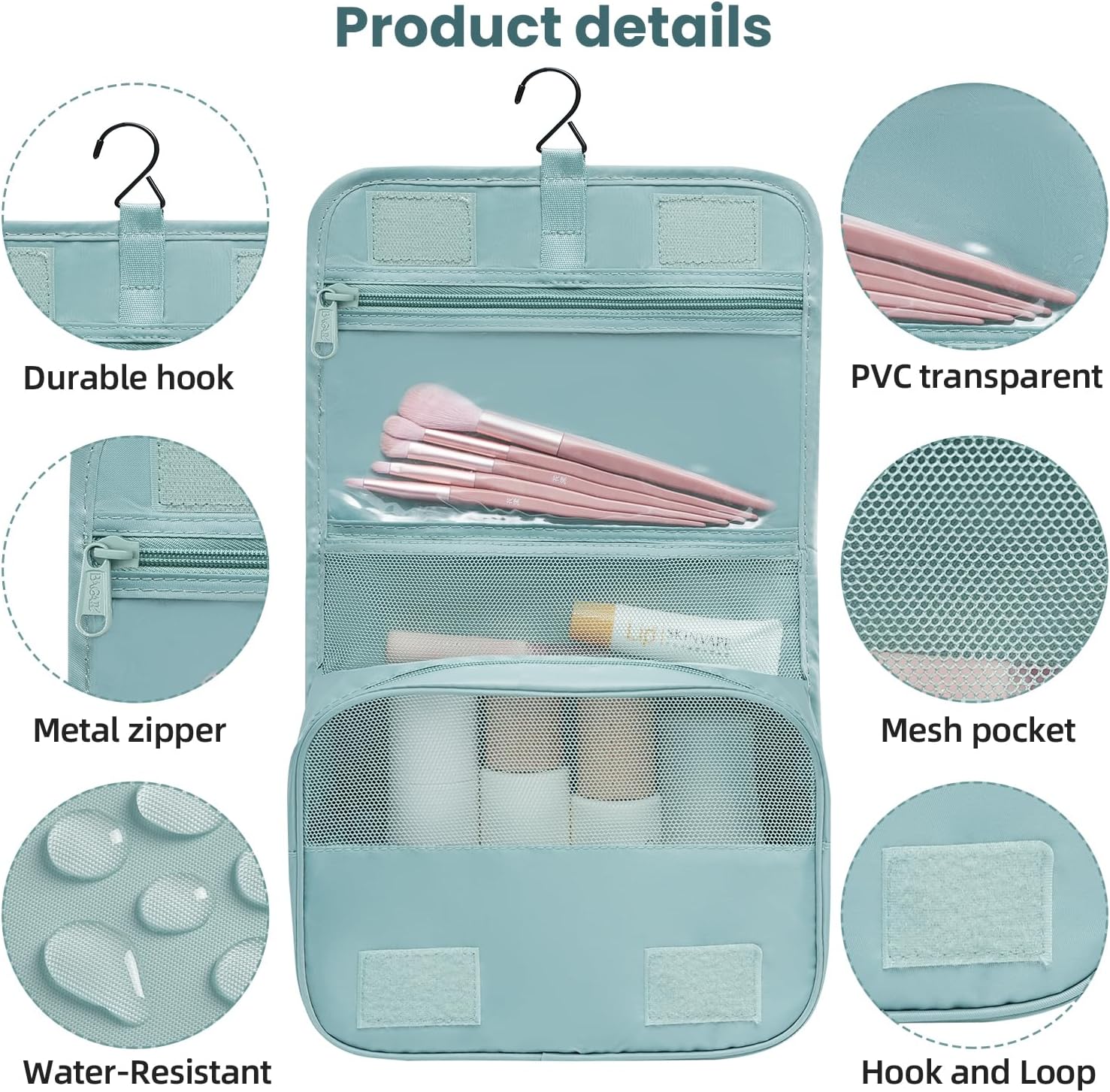 Detalle 2 de BAGAIL 10er-Set Packwürfel in verschiedenen Größen – Packorganizer für Reisezubehör, Staubblau