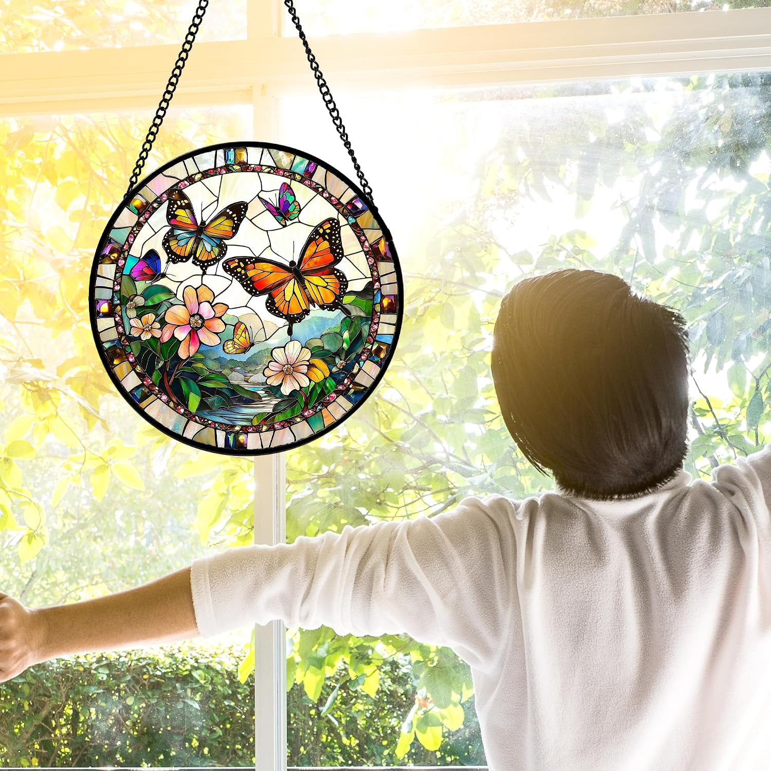 Detalle de Stained Glass Suncatcher, 9.8-Inch