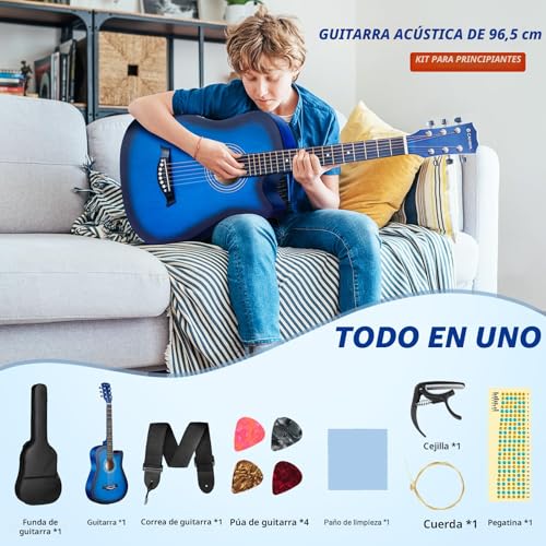 Detalle de CAHAYA Guitarra Acústica de 38 Pulgadas CY0354: kit completo para principiantes