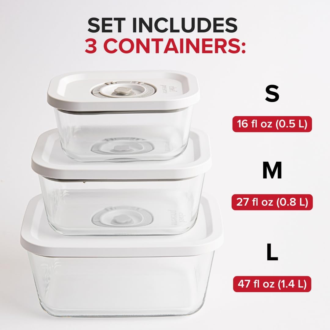 Thumbnail 3 de Chef Preserve Glass Vacuum Seal Containers 3pcs