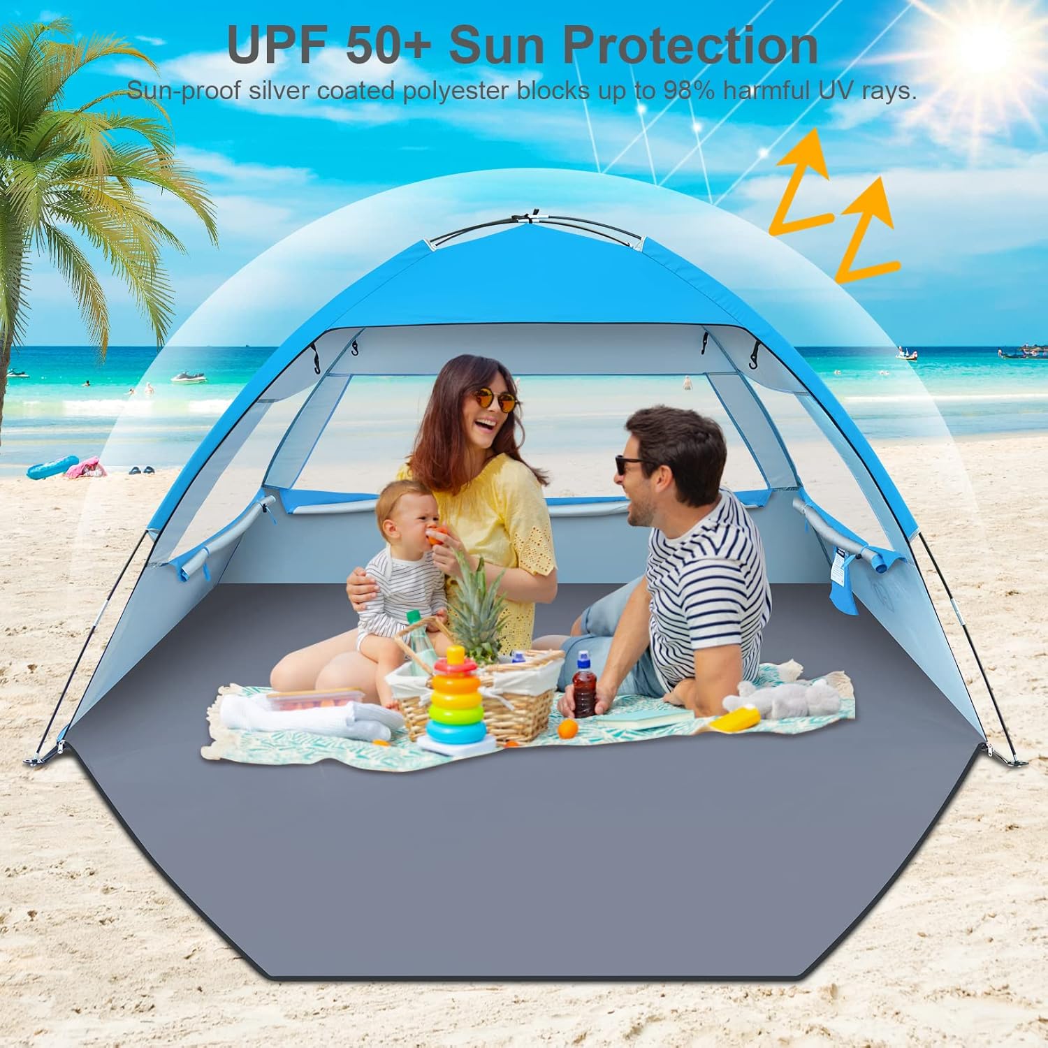 Thumbnail 2 de Gorich Beach Tent Sun Shelter (UPF 50+) for 3–10 People — Lightweight, Easy Setup Beach Cabana