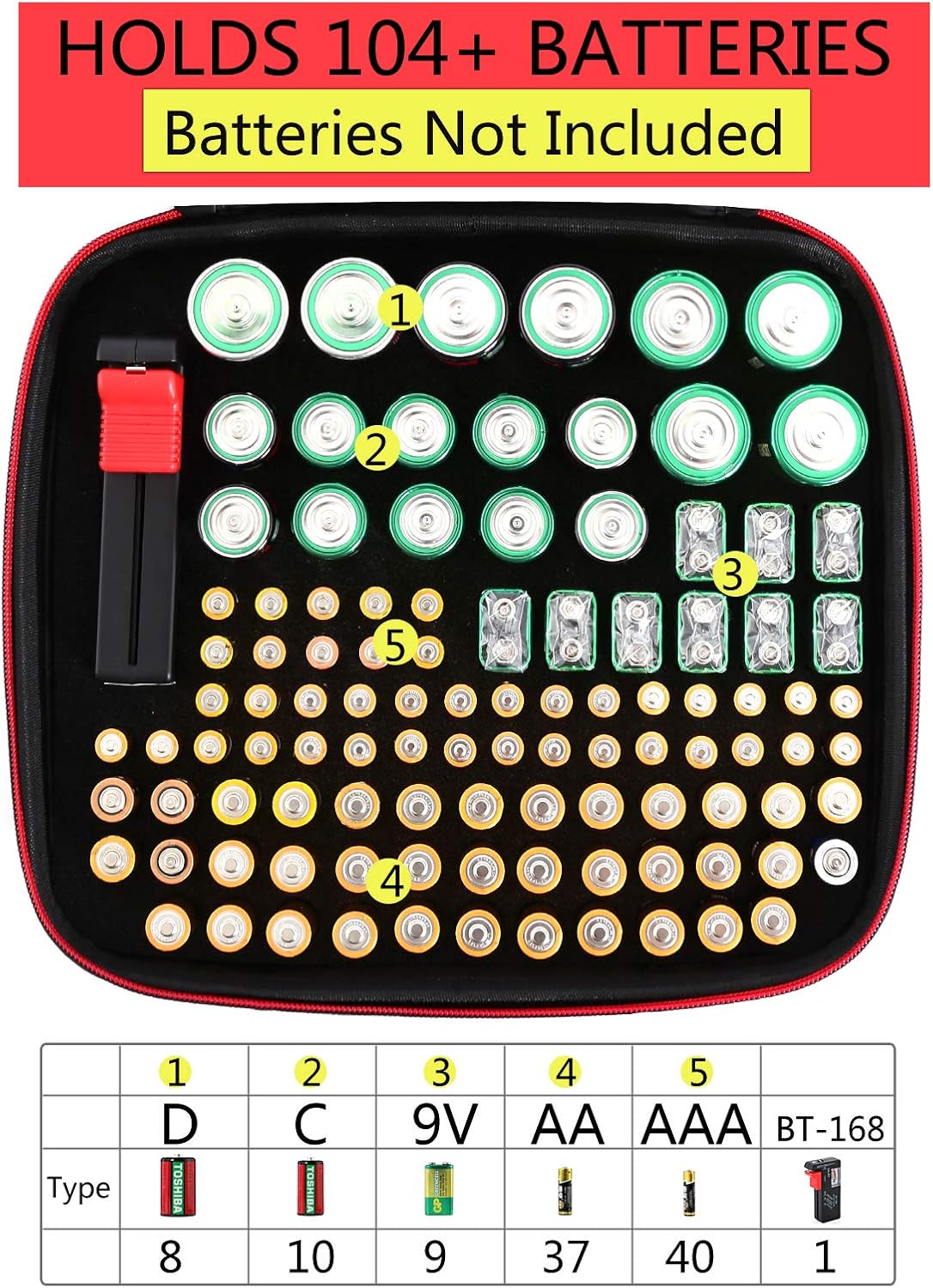 Detalle 2 de Glamgen BT168 battery organiser case 104-capacity