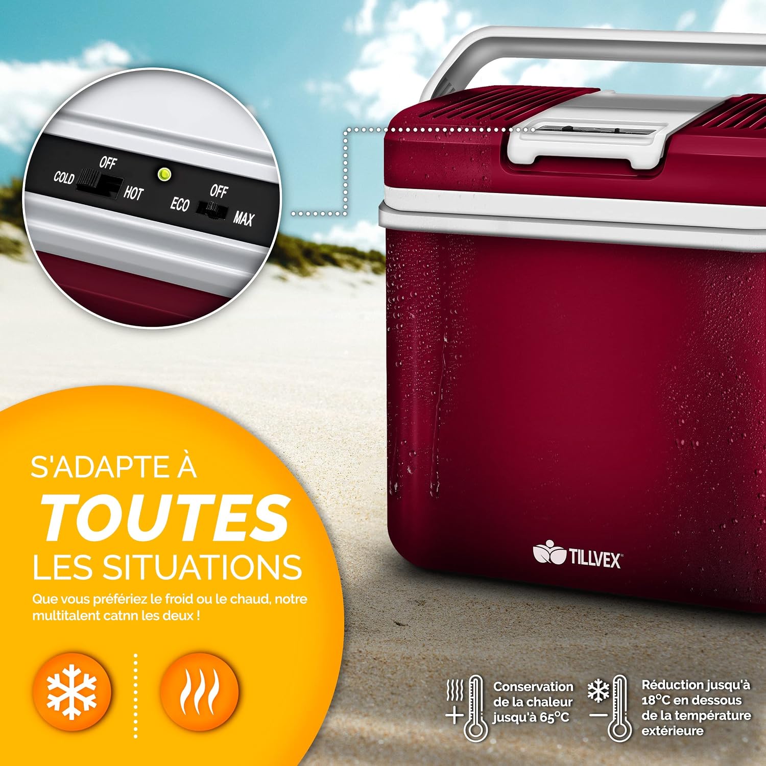 Detalle 2 de tillvex Glacière électrique 24L pour camping