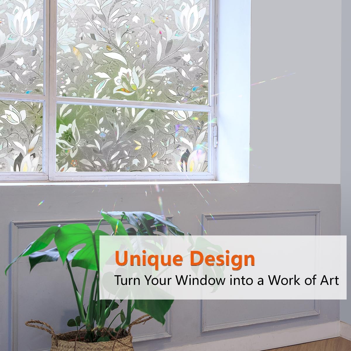 Detalle 2 de Zindoo Privacy Window Film Stain Glass – No-Glue Static Window Cling (60 x 200 cm)