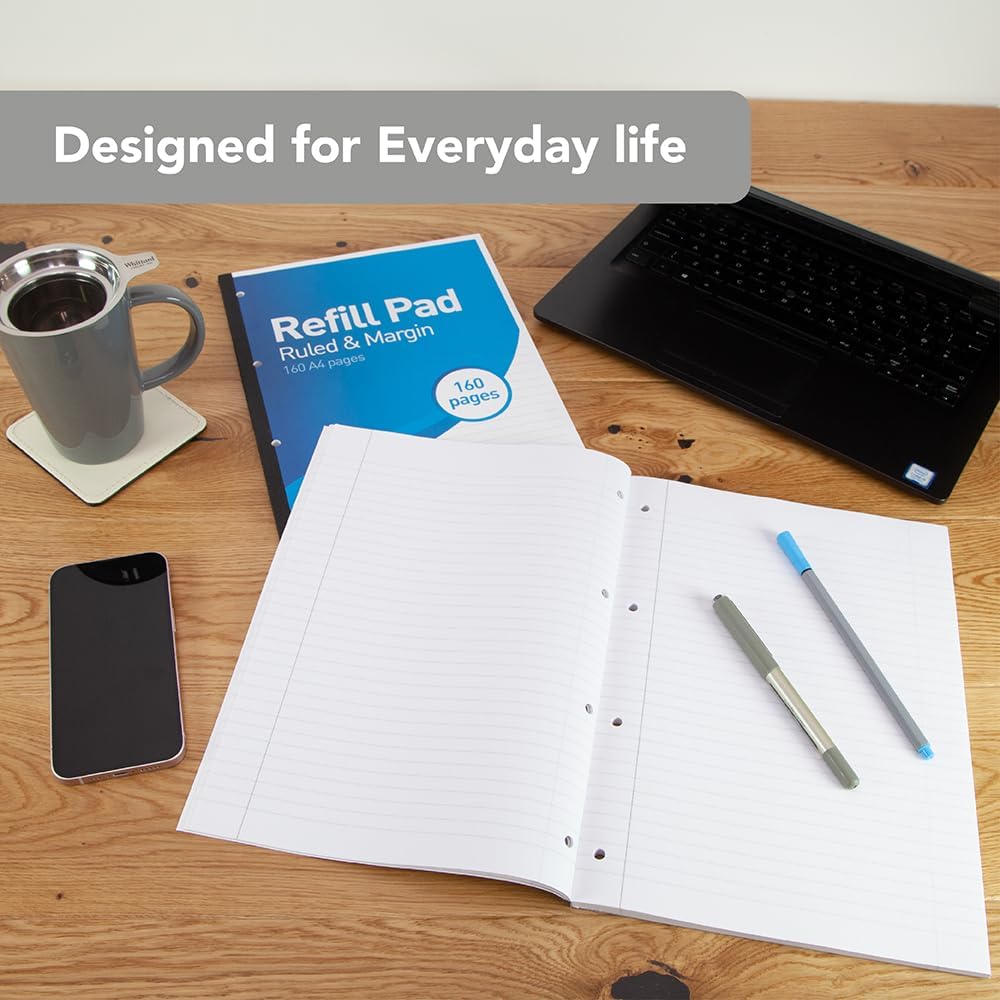 Detalle 1 de SUMMIT A4 Lined Paper Refill Pad (8 mm ruling with margin) – Pack of 3, 160 pages each