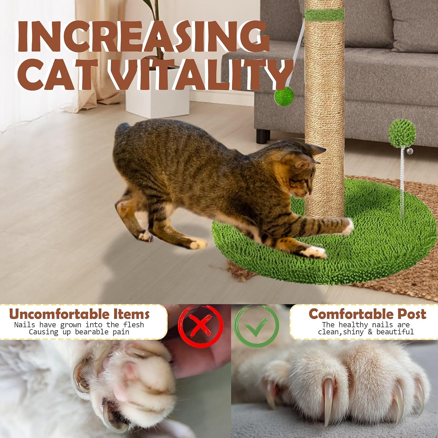 Thumbnail 6 de HOMYHANDS Cat Scratching Post 82 cm tall 🐱