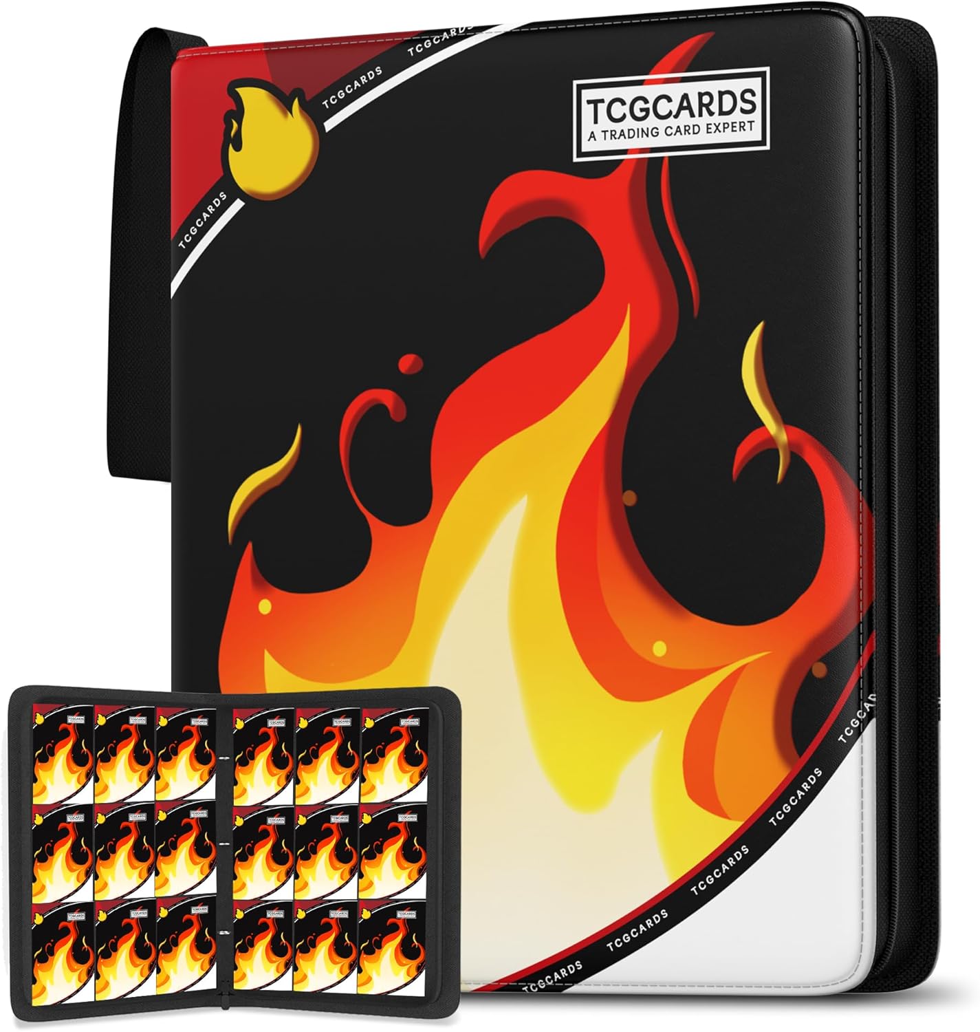 Trading Card Binder 9 Pocket with Zipper, 3-Ring Album and 50 Removable Sleeves (Standard Size)