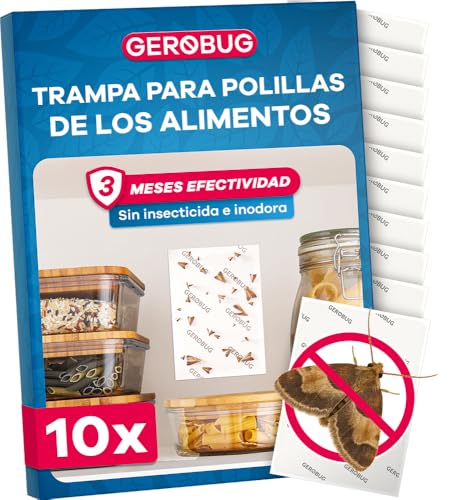Gerobug Trampa para Polillas de Alimentos con feromonas (10 unidades) sin veneno