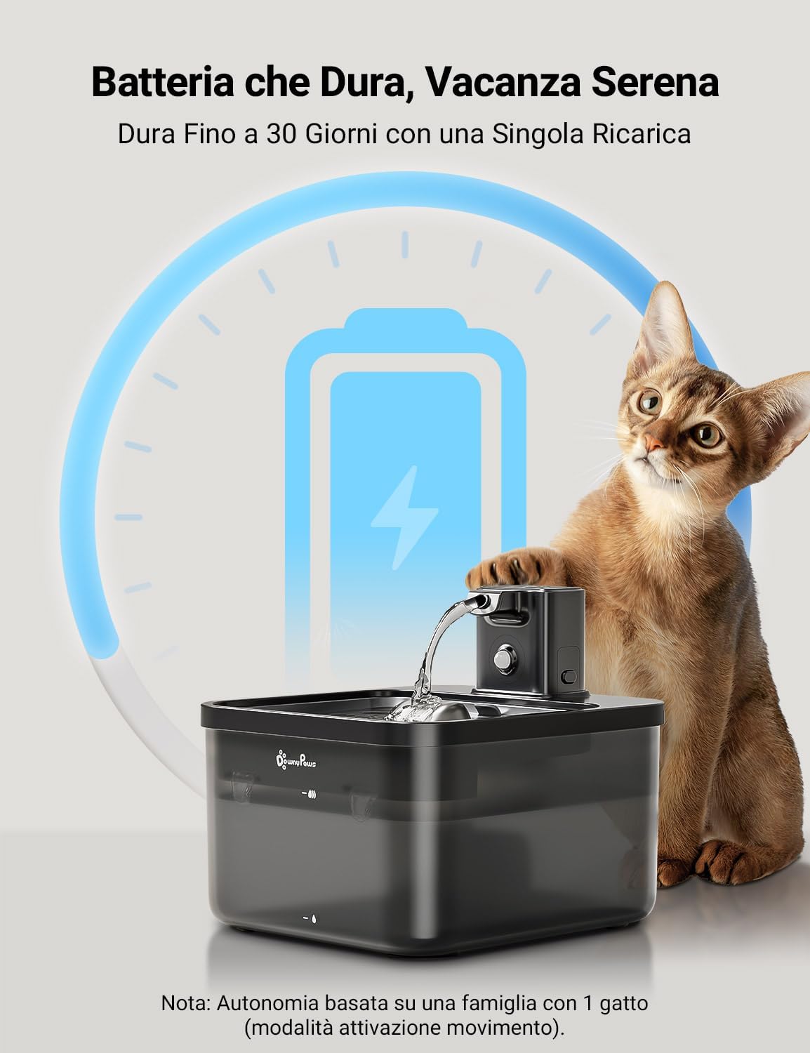 Detalle 2 de DownyPaws Fontanella per Gatti 4000mAh 🐱