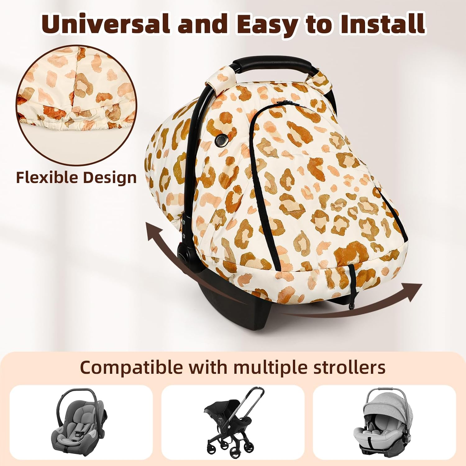 Thumbnail 4 de GFU Warm Infant Car Seat Cover, Black Star Waterproof Cold-Weather Canopy