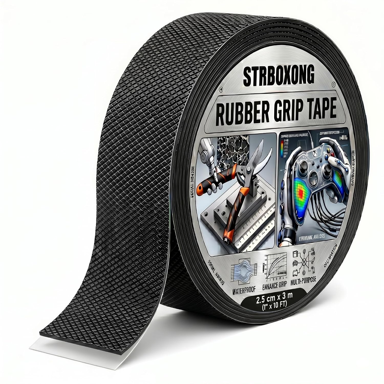 Detalle de STRBOXONG STRBOXONG-Rubber Grip Tape, antisliptape van rubber 25 mm x 3 m