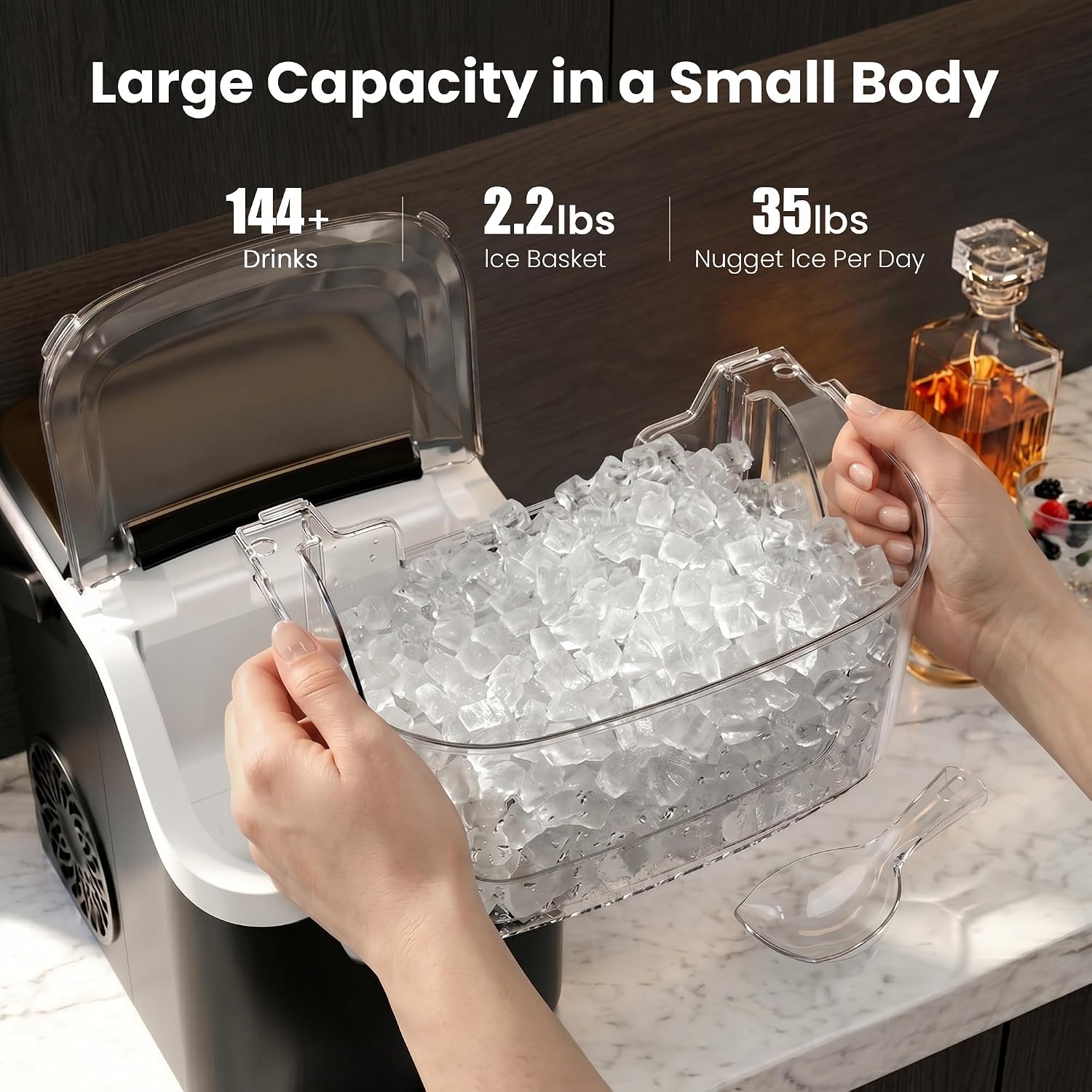 Thumbnail 1 de AGLUCKY ICE MAKER Countertop Nugget Ice Maker, 35 lb/Day, Self-Cleaning
