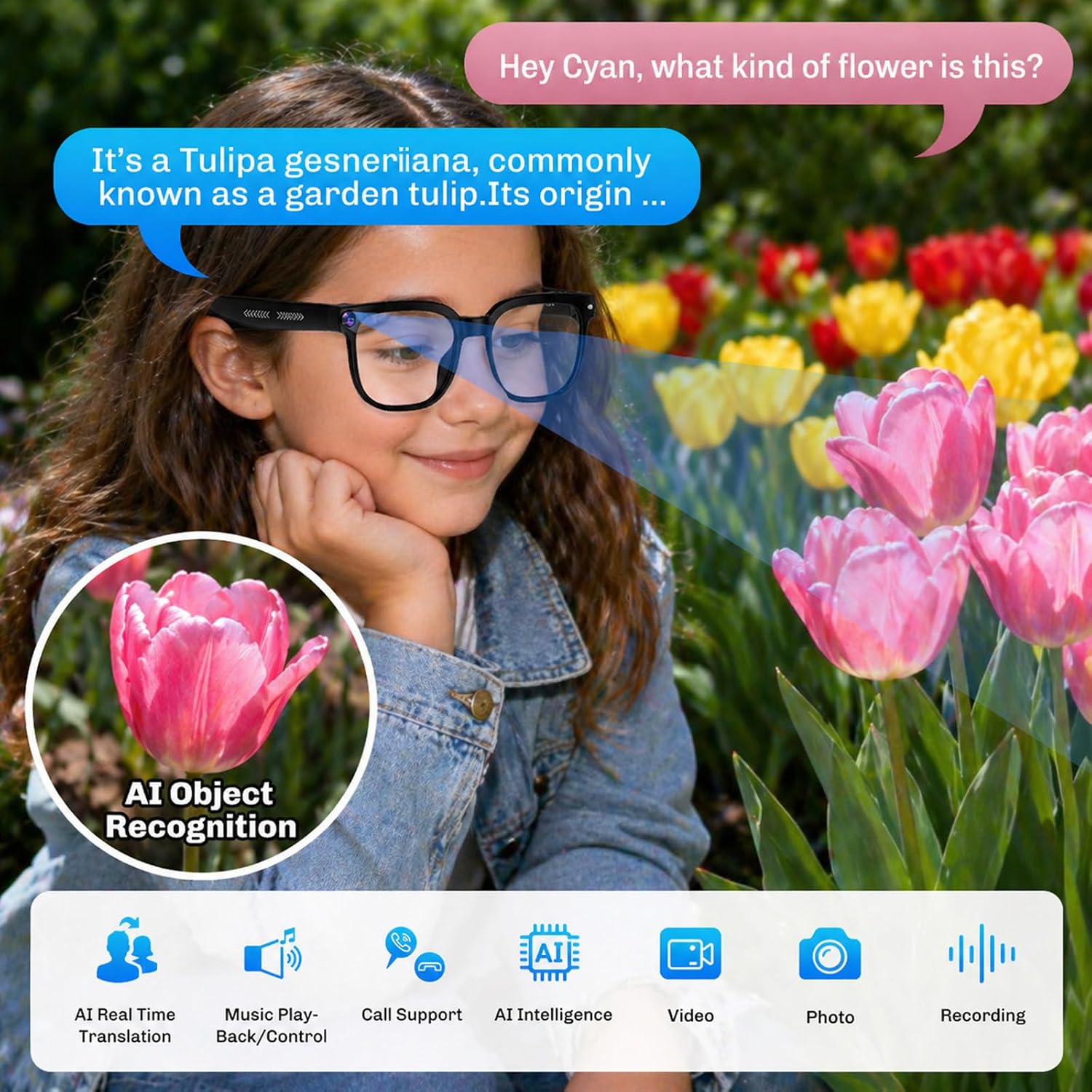 Thumbnail 4 de AI Smart Glasses with Camera (4K Video/Photo Capture) for Travel — Real-Time Translation & Open-Ear Audio