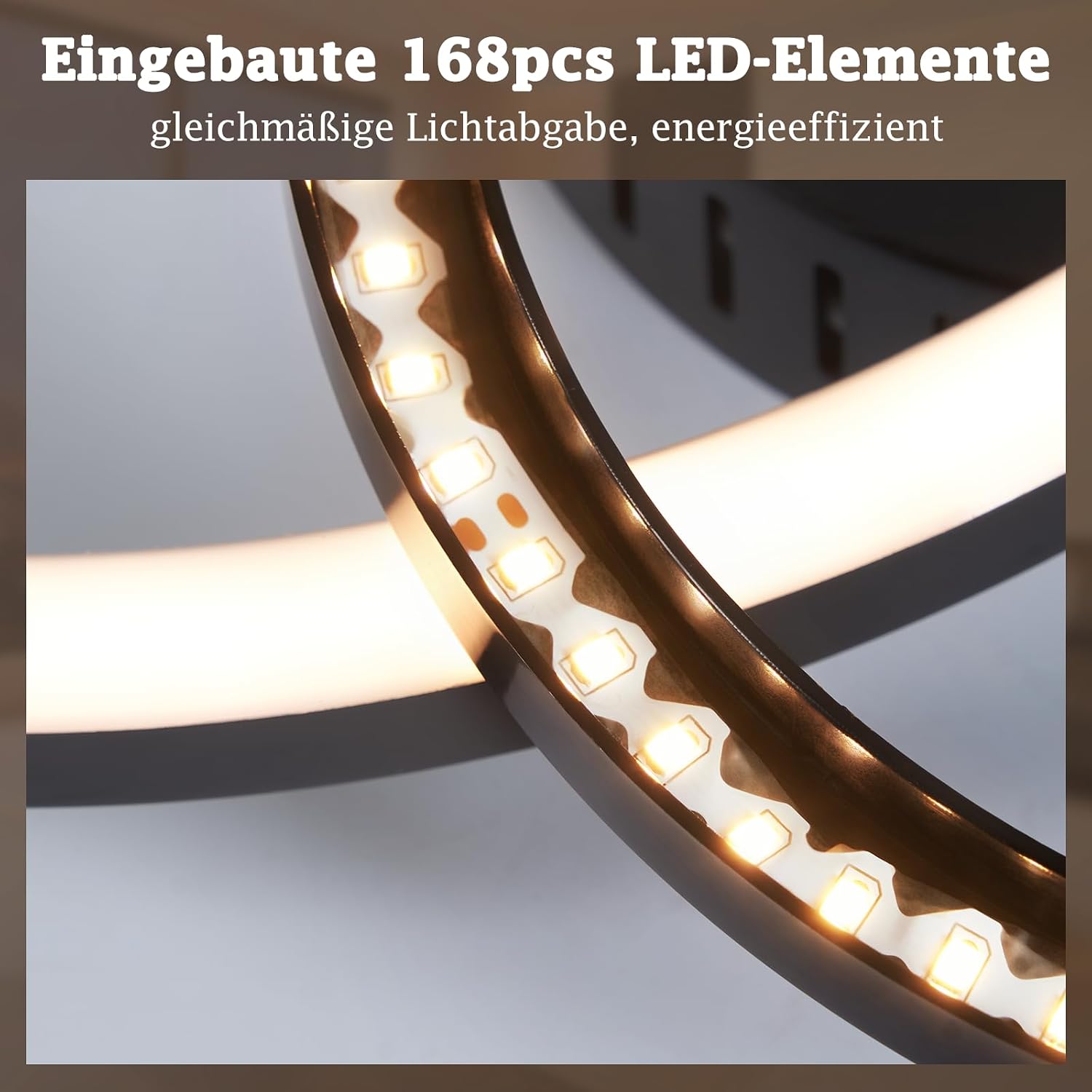 Detalle 2 de Homefire Deckenlampe 2-Ringe Design, 40 cm, 23W, 3000K Warmweiß – moderne LED-Deckenleuchte für Wohnzimmer, Küche, Schlafzimmer