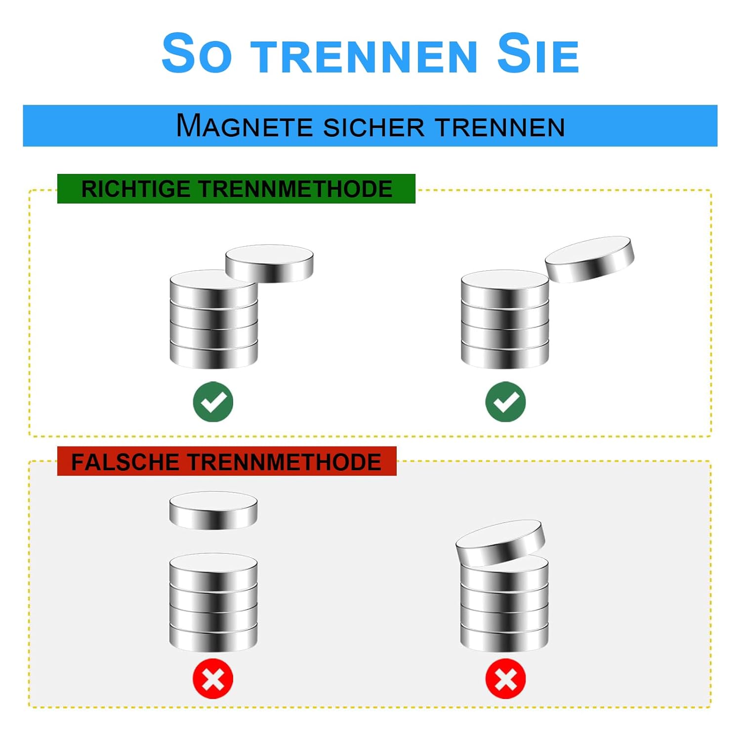 Detalle de Delaga 300 Stück Magnete Extra Stark 4x2 mm – Mini Magnete für Magnettafel, Kühlschrank, Whiteboard und Pinnwand