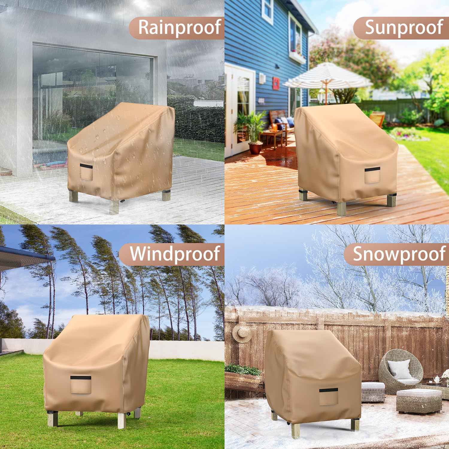 Thumbnail 6 de Mrrihand MHD-289 Patio Chair Covers, Waterproof Brown Oxford Fabric, 2-Pack