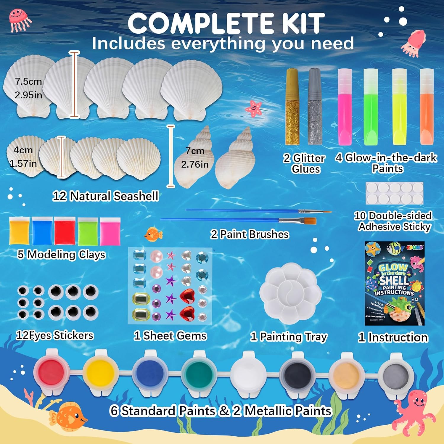 Detalle de EPUMP Glow in the Dark Shell Painting Kit for Kids (Ages 6–12)